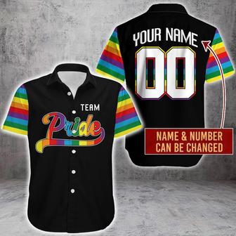 LGBT Custom Name And Number Aloha Hawaiian Shirts For Summer, Personalized LGBT Pride Team Aloha Hawaiian Shirts For Men Women, Best Gift For Friend - Seseable