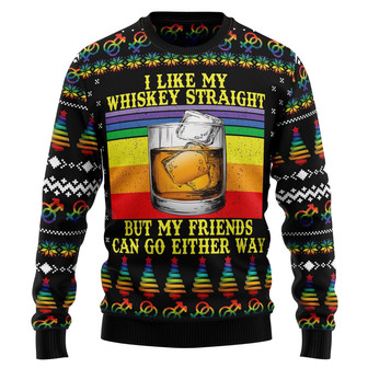 LGBT Whiskey Straight Ugly Christmas Sweater - Thegiftio UK