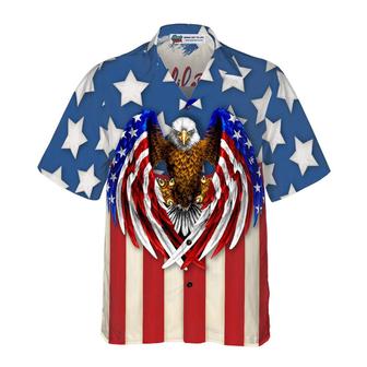 Liberty And Justice For All Hawaiian Shirt, Eagle US Flag Hawaiian Shirt - Perfect Gift For Lover, Friend, Family - Seseable