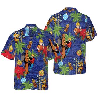 Lineman Hawaiian Shirt - Lineman Proud Tropical Pineapple Palm Tree Hawaiian Shirt, Colorful Summer Aloha Shirt For Men Women, Gift For Friend, Family - Seseable