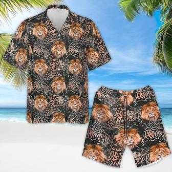 Lion Aloha Hawaiian Shirts For Summer, Lion Head Pattern Leopard Hawaiian Set For Men Women, Funny Gift For Lion Lovers, Friend, Family, Team | Favorety UK