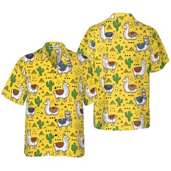 Llamas Cactuses Pattern Aloha Hawaiian Shirt For Summer, Colorful Shirt For Men Women, Perfect Gift For Friend, Team, Family, Llamas Lovers - Seseable