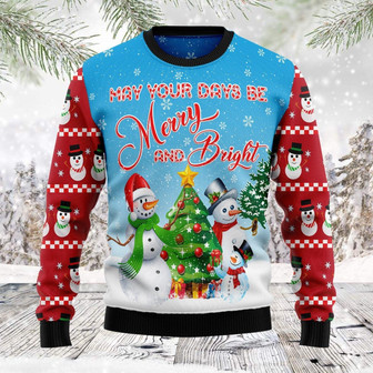 Love Snowman May Your Days Be Merry And Bright Funny Ugly Sweater - Thegiftio