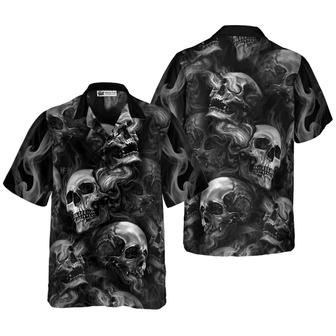 Luxury Skull Smoke Black Background Aloha Hawaiian Shirt For Summer, Colorful Shirt For Men Women, Perfect Gift For Friend, Team, Family - Seseable