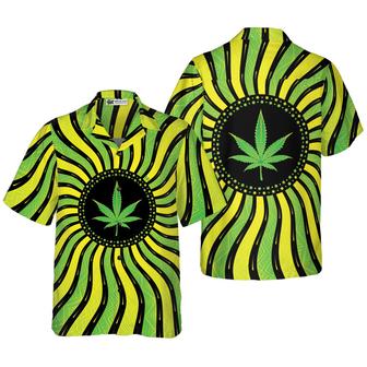 Magic Marijuana Leaf With Sacred Geometry Hawaiian Shirt, Colorful Summer Aloha Shirt For Men Women, Gift For Friend, Team - Seseable