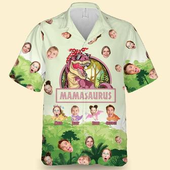 Mamasaurus Hawaiian Shirt, Mama Aloha Shirt, Personalized First Mother's Day Gifts - Perfect Gift For Mother, Nana, Grandma, Family - Seseable