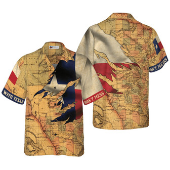 Map Texas Hawaiian Shirt, Don’t Mess With Texas Flag, Proud State Of Texas, Vintage Texas Flag Aloha Shirt For Men Women | Seseable UK