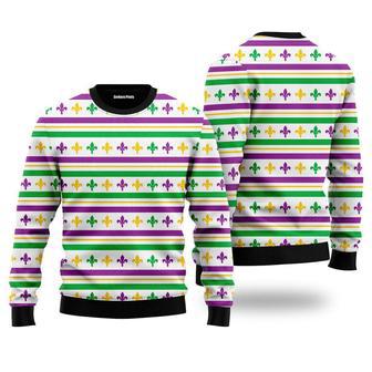 Mardi Gras Striped Seamless Ugly Christmas Sweater For Men & Women | Favorety UK