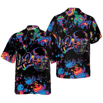Marijuana 420 Vibes Skull Hawaiian Shirt, Watercolor Colorful Summer Aloha Shirt For Men Women, Perfect Gift For Friend, Family, Husband - Seseable