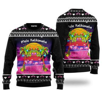 Mele Kalikimaka Flamingo Sunset Ugly Christmas Sweater For Men & Women | Favorety AU