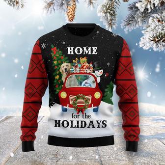 Merry Christmas Golden Retriever And Snowman Funny Ugly Sweater - Thegiftio UK