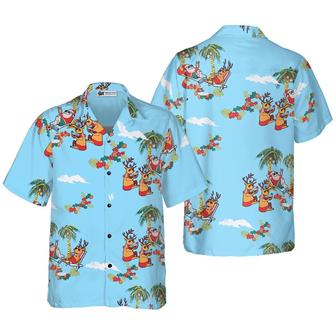 Merry Christmas Hawaiian Shirt, Santa Claus And Reindeer Hawaiian Shirt - Perfect Gift For Lover, Friend, Family - Seseable