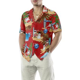 Merry Christmas Hawaiian Shirt, Santa Claus Surfing And Snowman Hawaiian Shirt - Perfect Gift For Lover, Friend, Family - Seseable