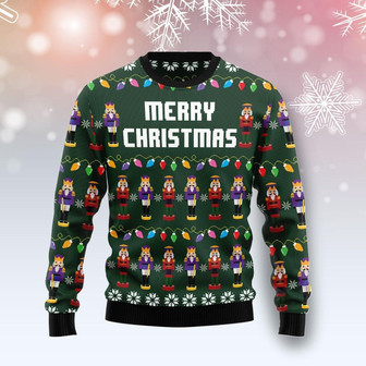 Merry Christmas Nutcracker Dark Green Funny Ugly Sweater - Thegiftio UK
