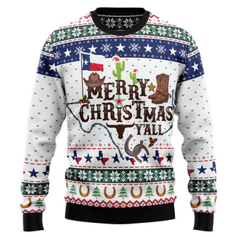 Merry Christmas Y'all Texas Ugly Sweater For Men And Women - Thegiftio UK