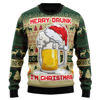Merry Drunk Ugly Christmas Sweater For Men And Women - Thegiftio UK