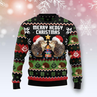 Merry Hedgy Christmas Funny Ugly Sweater For Men And Women - Thegiftio UK