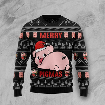 Merry Pigmas Cute Pink Pig Christmas Funny Ugly Sweater - Thegiftio UK