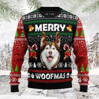Merry Woofmas Husky Ugly Sweater For Men And Women - Thegiftio UK