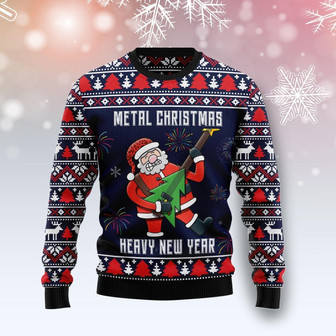 Metal Christmas Heavy New Year Funny Ugly Sweater - Thegiftio UK