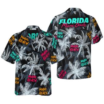 Miami Beach Coconut Tree Seamless Hawaiian Shirt, Florida Miami Beach, Colorful Summer Aloha Shirt For Men Women, Perfect Gift For Friend, Family - Seseable