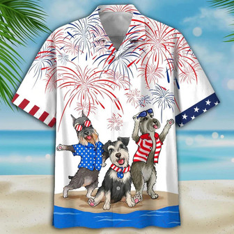 Miniature Schnauzer Aloha Hawaiian Shirts For Summer, Independence Day Is Coming USA Flag Hawaiian Shirt For Men Women, 4th July Gift For Dog Lovers - Seseable