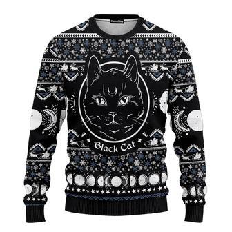 Moon Phase Cute Cat Wicca Ugly Christmas Sweater | Favorety AU