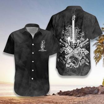 Music Hawaiian Shirt - Live Rock And Roll Black And Smoke Guitar Hawaiian Shirt, Colorful Summer Aloha Shirt - Perfect Gift For Friend, Family - Seseable