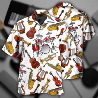 Music Hawaiian Shirt, Music Instruments White Style, Music Make Happiness Life Aloha Shirt For Men And Women - Perfect Gift For Music Lovers - Seseable