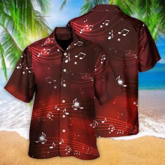 Music Hawaiian Shirt, Musical Notes And Blurry Lights On Dark Red Aloha Shirt For Men And Women - Perfect Gift For Music Lovers - Seseable