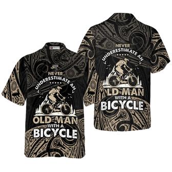 Never Underestimate An Old Men With A Bicycle Aloha Hawaiian Shirt For Summer, Cool Hawaiian Shirts Outfit For Men Women, Friend, Team, Cycling Lovers - Seseable
