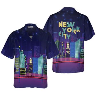 New York City By Night Hawaiian Shirt, Colorful Summer Aloha Shirts For Men Women, Perfect Gift For Husband, Wife, Friend, Family - Seseable
