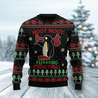 Noot Noot Penguin Christmas Pattern Funny Ugly Sweater - Thegiftio UK