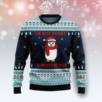 Not Short Penguin Size Christmas Pattern Funny Ugly Sweater - Thegiftio UK
