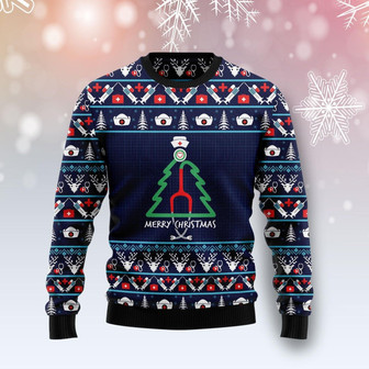 Nurse Christmas Tree Pattern Funny Ugly Sweater - Thegiftio UK