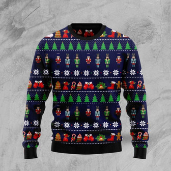 Nutcracker Christmas Dark Blue Funny Ugly Sweater - Thegiftio UK