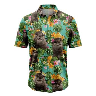 Otter Hawaiian Shirt, Tropical Pineapple Otter Aloha Shirt For Men Women - Perfect Gift For Husband, Boyfriend, Friend, Family, Wife - Seseable