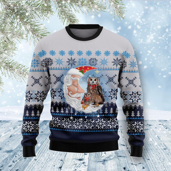 Owl Love Santa Moon Ugly Sweater For Men And Women - Thegiftio UK
