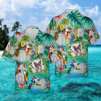 Papillon Dog Hawaiian Shirt, Papillon Surfing, Tropical Summer Aloha Shirt For Men - Perfect Gift For Papillon Dog Lovers, Friend, Family - Seseable