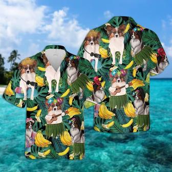 Papillon Dog Hawaiian Shirt, Tropical Summer Leaves Hawaiian Shirt For Men - Perfect Gift For Papillon Dog Lovers, Husband, Boyfriend, Friend, Family - Seseable