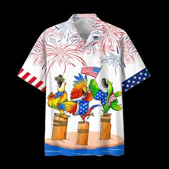 Parrot Aloha Hawaiian Shirts For Summer, Funny Independence Day USA Freedom Aloha Hawaiian Shirt For Men Women, Fourth Of July Gift For Parrot Lovers - Seseable