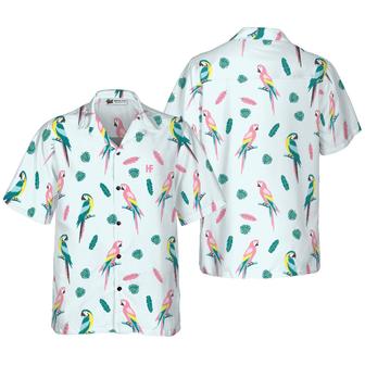 Parrot And Exotic Leaves Hawaiian Shirt, Colorful Summer Aloha Shirts For Men Women, Perfect Gift For Husband, Wife, Boyfriend, Friend - Seseable
