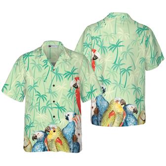 Parrot Hawaiian Shirt, Vintage Parrot With Coconut Palm Tree Hawaiian Shirt, Colorful Summer Aloha Shirt For Men Women, Gift For Husband, Wife, Friend - Seseable