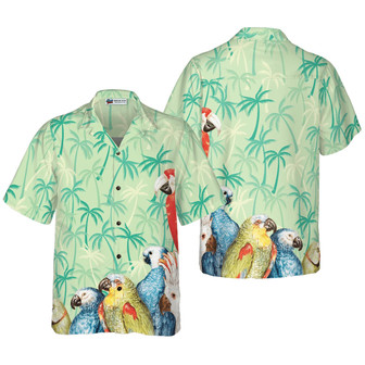 Parrot Hawaiian Shirt, Vintage Parrot With Coconut Palm Tree Hawaiian Shirt, Colorful Summer Aloha Shirt For Men Women, Gift For Husband, Wife, Friend | Seseable UK