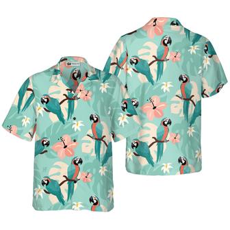 Parrots Hawaiian Shirt, Trendy Parrots And Tropical Leaves Hawaiian Shirt, Colorful Summer Aloha Shirts For Men Women, Gift For Husband, Wife, Friend - Seseable