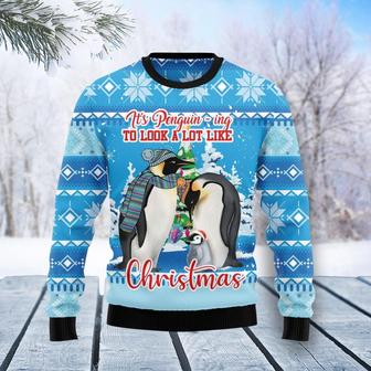 Penguin Family Christmas Blue Funny Ugly Sweater | Favorety UK