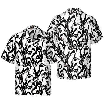 Penguin Hawaiian Shirt, Black And White Penguin Hawaiian Shirt, Black White Summer Aloha Shirts For Men Women, Gift For Husband, Wife, Boyfriend, Friend - Seseable