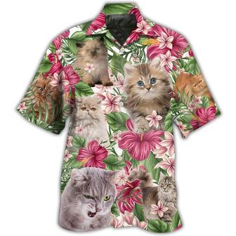 Persian Cat Hawaiian Shirt For Summer, Cat Tropical Floral, Best Colorful Cool Cat Hawaiian Shirts Outfit For Men Women, Friend, Team, Cat Lovers - Seseable