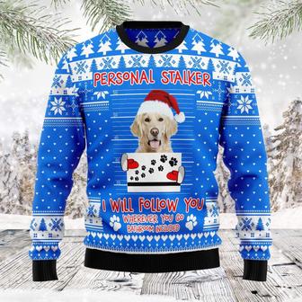 Personal Stalker Golden Retriever I Will Follow You Funny Ugly Sweater | Favorety CA