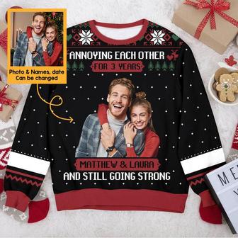Personalized Annoying Each Other For Years Couple Ugly Sweater - Thegiftio UK